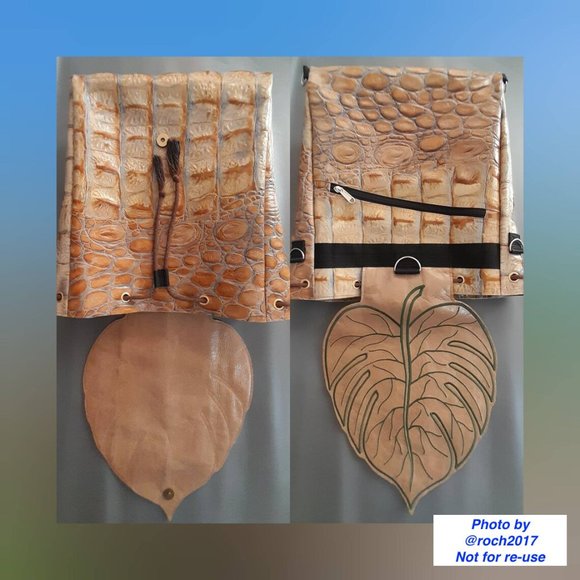 Monstera Leaf Leather Convertible Backpack - Picture 14 of 16